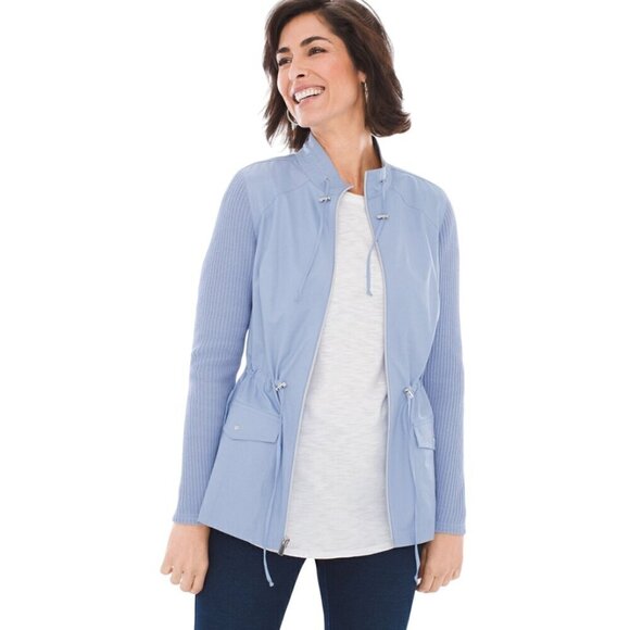 Chicos Zenergy Jacket Womens Size 0/Small Light Periwinkle Knit Mix Long Sleeve - Picture 4 of 15